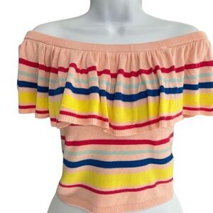 GUESS Off-Shoulder Striped Top - Size Small